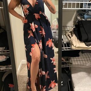 Floral backless dress